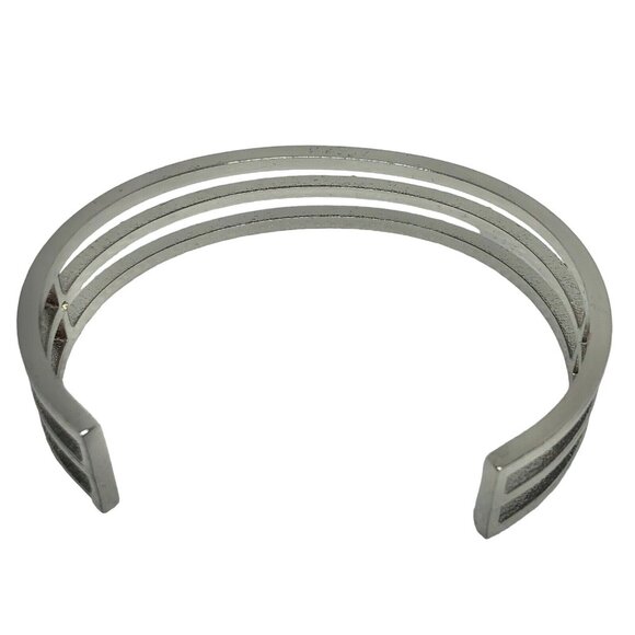 Silver-Tone Open Cuff Bracelet With Rhinestone Accent - Picture 5 of 5